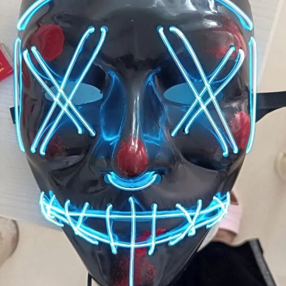 Halloween Neon LED Light-Up Masquerade Party Mask- Glows In The Dark - Picture 2 of 6